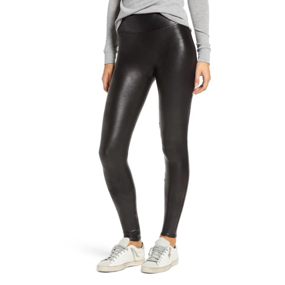 Spanx Faux Leather Leggings Black Size Small Petite